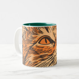 Taza Bicolor Impresión de linaje de Ginger Cat Vintage