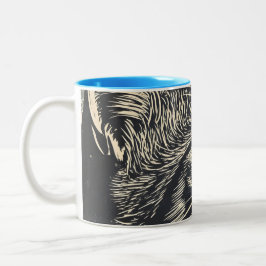 Taza Bicolor Impresión de linóleo para gatos tabulados