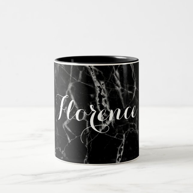 Taza Bicolor Impresión de mármol negra clásica conocida de (Centro)