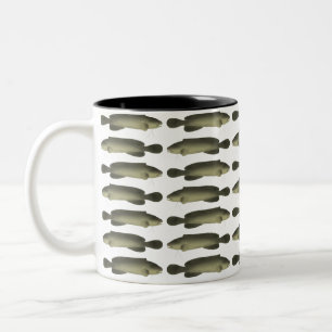 Taza Bicolor Impresión de pez negro del río, papel Poster de va
