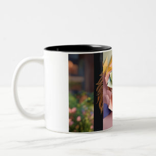 Taza Bicolor Impresión de un bonito boceto de león de dos tonos
