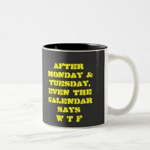 TAZA BICOLOR IMPRESIÓN DIVERTIDA DE WTF