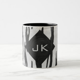 Taza Bicolor Impresión en blanco y negro de tigre monográfico