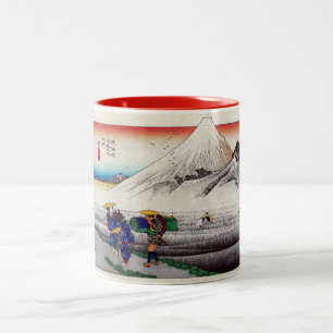 Taza Bicolor Impresión en bloque de madera vintage del Monte Fu