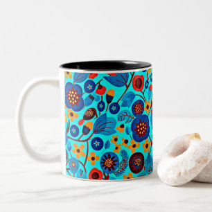 Taza Bicolor Impresión floral de herencia mexicana