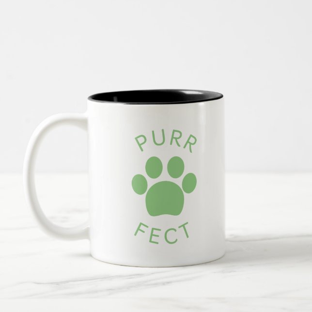 Taza Bicolor Impresión Perfecta de Par Verde para Gato (Izquierda)
