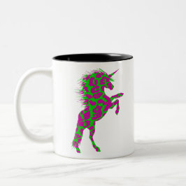 Taza Bicolor Impresión Unicornio sobre el leopardo neón colorid