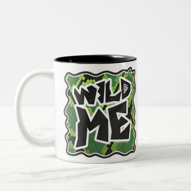 Taza Bicolor Impresión verde y negra de Serpiente salvaje (Izquierda)