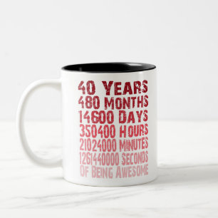 Taza Bicolor Impresionante desde 40 años de 40.o regalo de