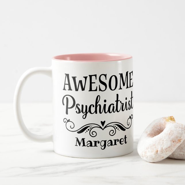 Taza Bicolor Impresionante psiquiatra personalizada (Con donut)