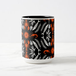 Taza Bicolor Impresiones de estilo Art Deco de marisco