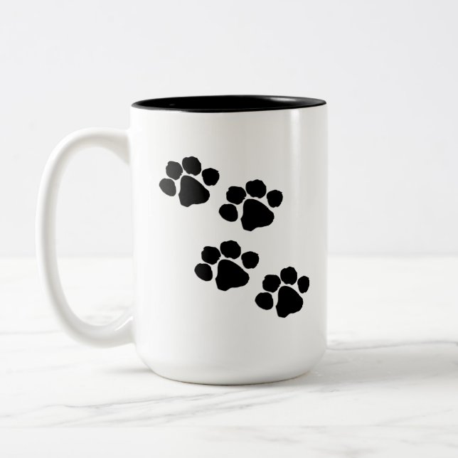 Taza Bicolor Impresiones de la pata de los mascotas (Izquierda)