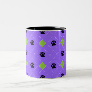 Taza Bicolor Impresiones verdes de la pata de Argyle