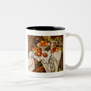 Taza Bicolor Impresionismo de la impresión de manzanas y naranj