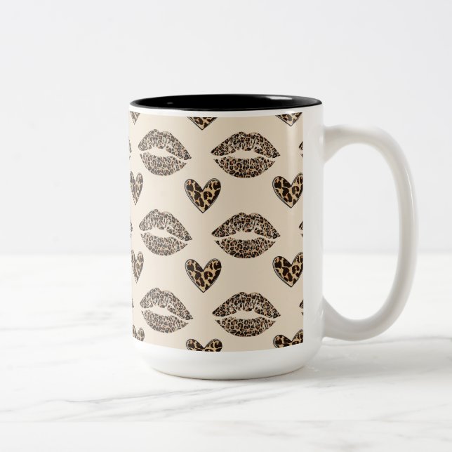 Taza Bicolor Impreso de cebra beige y negro Chic (Derecha)