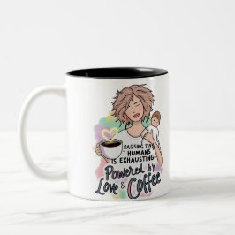 Taza Bicolor Impulsado por amor y café - Divertido tazón del Dí