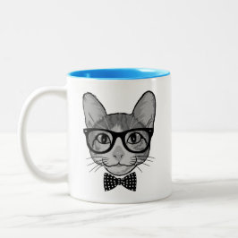 Taza Bicolor Inconformista del gato con la pajarita de los