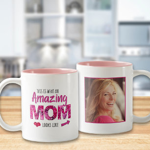 Taza Bicolor Increíble foto de mamá Personalizado Regalo de cum