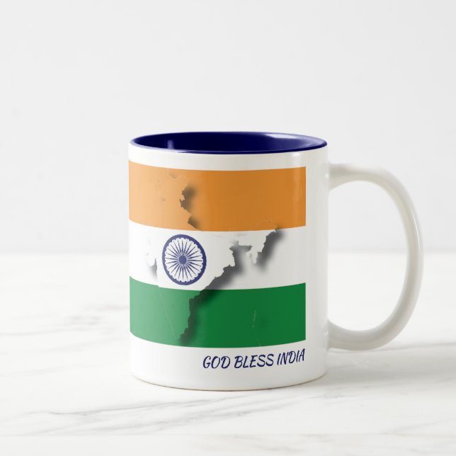 Taza Bicolor INDIA FLAG MAP Guión personalizado BLANCO (Derecha)