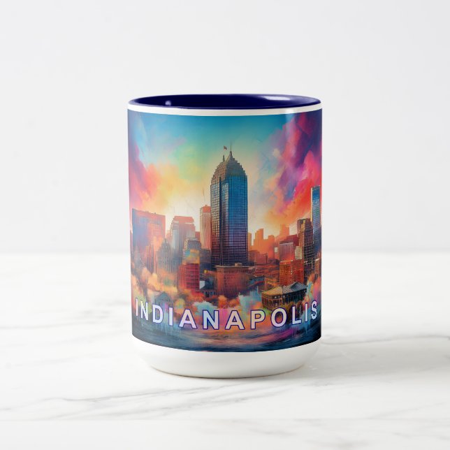 Taza Bicolor Indianapolis Artsy Skyline (Centro)