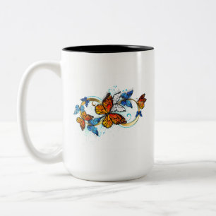 Taza Bicolor Infinidad de mariposas monarca