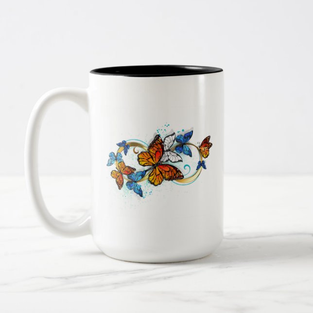 Taza Bicolor Infinidad de mariposas monarca (Izquierda)