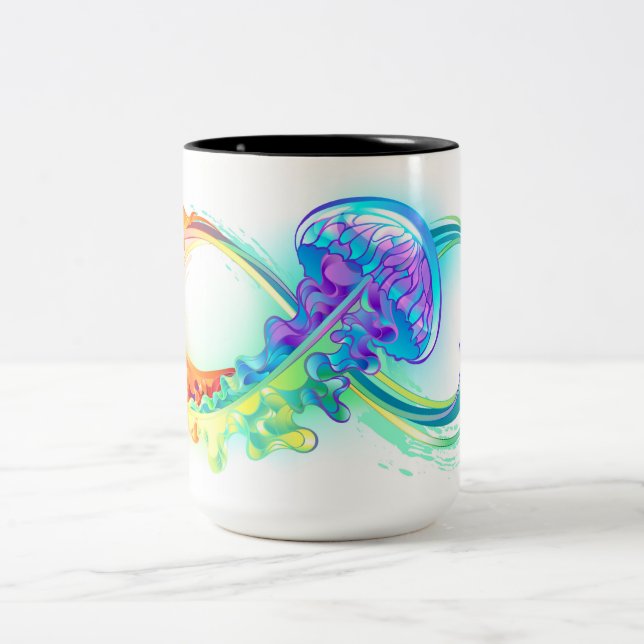 Taza Bicolor Infinito con medusa arcoíris (Centro)
