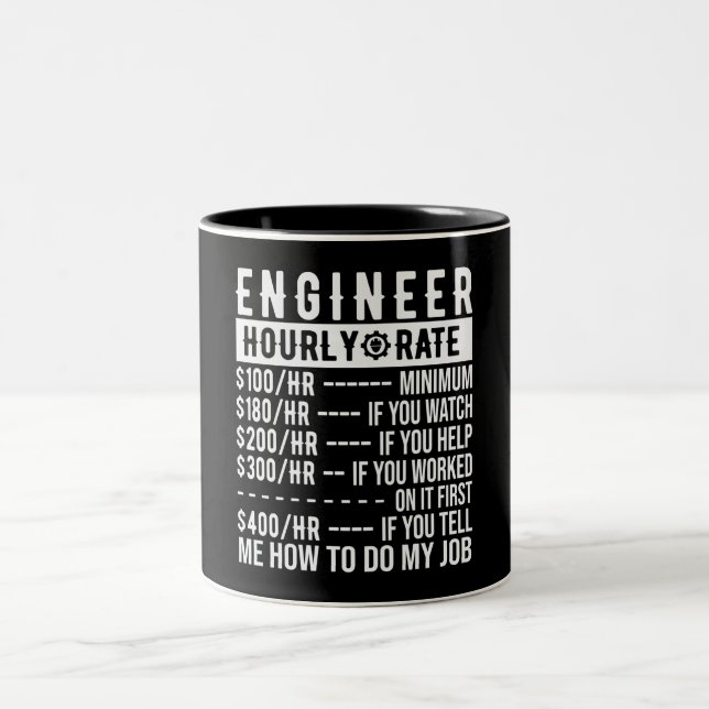 Taza Bicolor Ingeniero divertido por hora Mug (Centro)