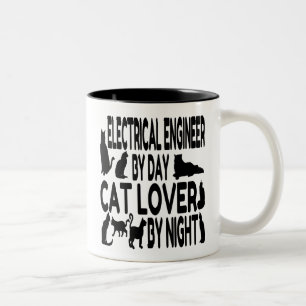 Taza Bicolor Ingeniero eléctrico Cat Lover