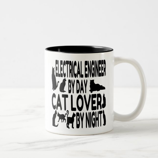 Taza Bicolor Ingeniero eléctrico Cat Lover (Derecha)