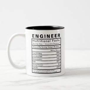 Taza Bicolor Ingeniero Estadísticas de Hechos Nutricionales Gra