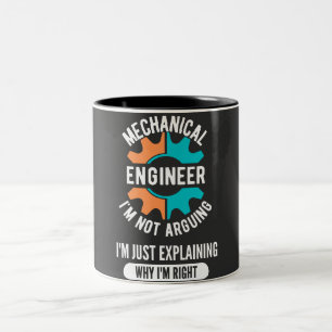 Taza Bicolor Ingeniero Mecánico Gracioso, Ingeniería Mecánica