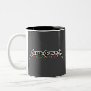 Taza Bicolor Ingrese Muñeco de Nieve Rocker de Navidad Invierno