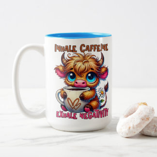 Taza Bicolor Inhala Cafeína Exhala Negatividad