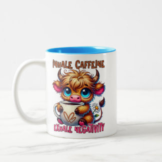 Taza Bicolor Inhala Cafeína Exhala Negatividad
