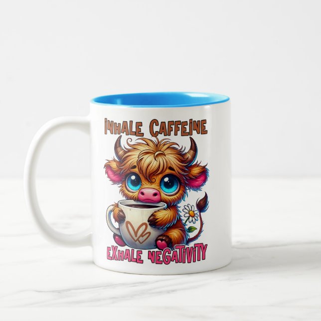 Taza Bicolor Inhale Caffeine Exhale Negativity  (Izquierda)