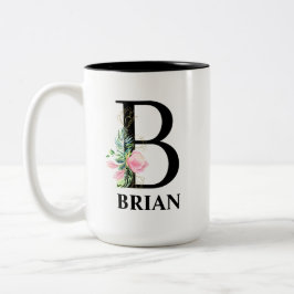 Taza Bicolor Inicial Monograma B Bonita