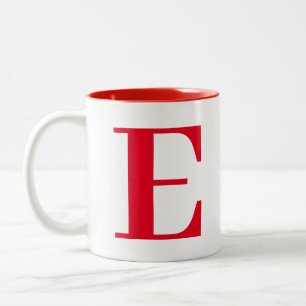 Taza Bicolor Iniciales de monograma rojo moderno de estilo pers