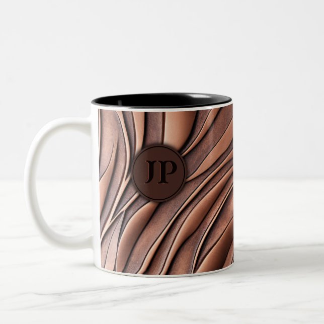 Taza Bicolor Iniciales de ondas de onda de cobre metálicas de c (Izquierda)
