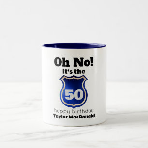 Taza Bicolor Insigne de policía divertido cumpleaños 50