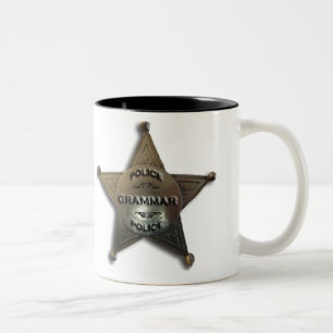 Taza Bicolor Insignia del vintage de la policía de la gramáti