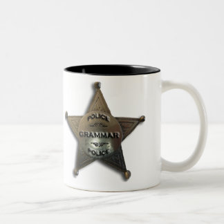 Taza Bicolor Insignia del vintage de la policía de la gramática