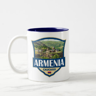 Taza Bicolor Insígnia retro de ilustración de Armenia