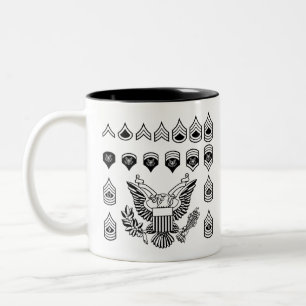 Taza Bicolor Insignias de la fila militar del ejército