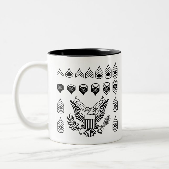 Taza Bicolor Insignias de la fila militar del ejército (Izquierda)