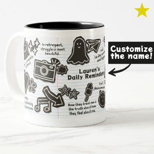 Taza Bicolor Inspiraciones diarias de los 90 Doodle Collage Nom