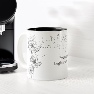 Taza Bicolor Inspiradora cita gráfica Dandelion