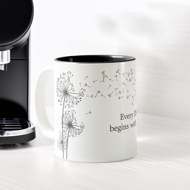 Taza Bicolor Inspiradora cita gráfica Dandelion (Inspiring Quote Graphic Dandelion Two-Tone Coffee Mug)