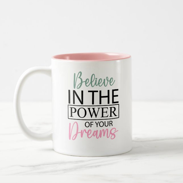 Taza Bicolor Inspirando creer en tus sueños café (Izquierda)