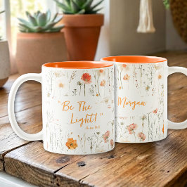 Taza Bicolor Inspirational Be The Light Wildflowers Faith